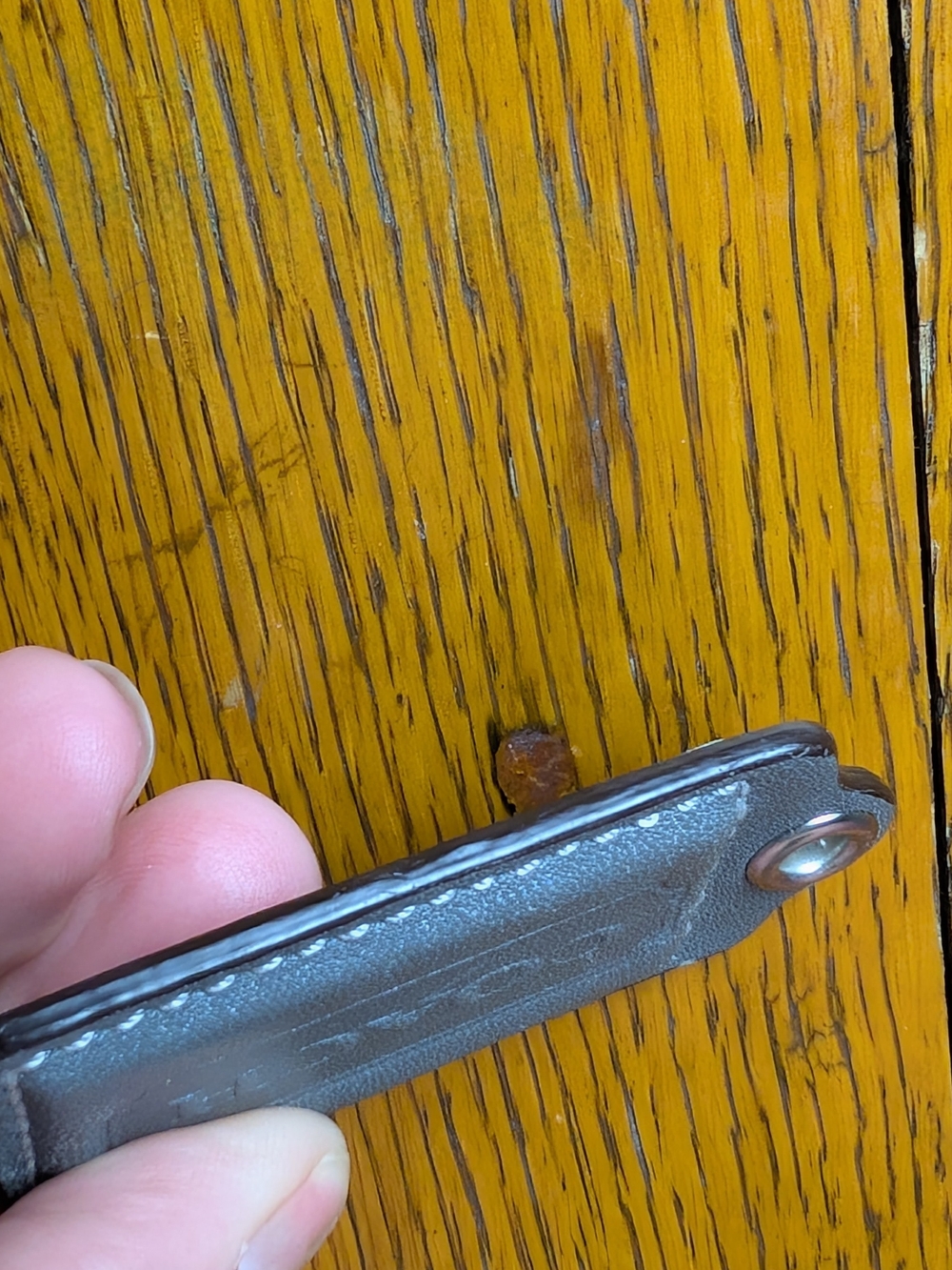 Coach Silver Leather Key Tag with Metal Eyelet - Picture 4 of 6